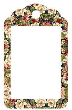 a flowered frame with a white background and red flowers on the bottom, along with a green border