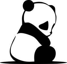 a panda bear sitting on the ground with its head turned to look like it's hugging