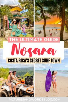 the ultimate guide to noosaa, costa rica's secret surf town with text overlay