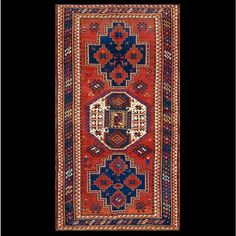 19th Century Caucasian Kazak Lori Pambak Carpet with a red background and patterned border. 6' x 11' - 183 x 335 Rug Studio, Caucasian Rug, Home Rugs, Traditional Rugs, Red Background, Antique Rugs, Persian, 19th Century, Bohemian Rug