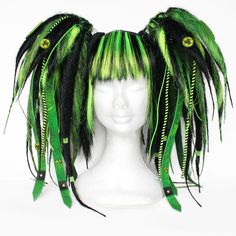 Goth Wigs, Cybergoth Hair, Goth Hair Accessories, Rave Braids, Cybergoth Fashion, Gothic Hair Accessories, Dread Falls, Cybergoth Style, Yarn Wig