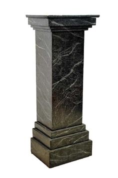 a black and white marble pedestal on a white background