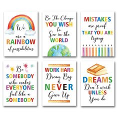 six cards with different sayings on them