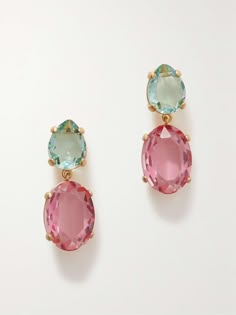 ROXANNE ASSOULIN Gold-tone crystal earrings | NET-A-PORTER | pastel color jewelry Roxanne Assoulin, Bijoux Art Nouveau, Bling Earrings, Trending Engagement Rings, Jeweled Earrings, Ring Trends, Color Jewelry, Colorful Jewelry, Colorful Earrings