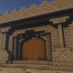 the entrance to an old building in minecraft