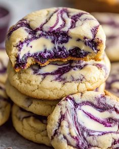 blueberry swirl cookies stacked on top of each other