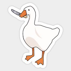 a white duck sticker with an orange beak