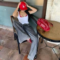 Red Cap Outfit, Fit Aesthetic, Street Style Outfits Casual, Swaggy Outfits, Style Streetwear, Casual Style Outfits, Lookbook Outfits, Streetwear Outfit, Fashion Poses