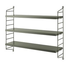 three tiered shelving unit with wheels on the bottom and two shelves below it