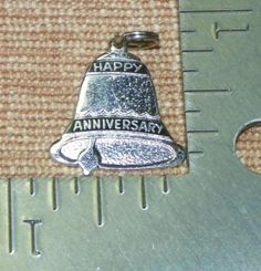 Vintage- Mine does not have Happy Anniversary - My bells are engraved on the back - Sterling Silver Charm - Ebay $12.99 (probably a different price) - I have 2 bells. Happy Anniversary, Sterling Silver Charm, Decorative Bells, The Back, Charm Bracelet