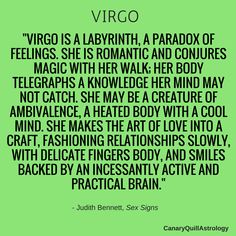 a green background with the words virgo written in black on it, and an image of