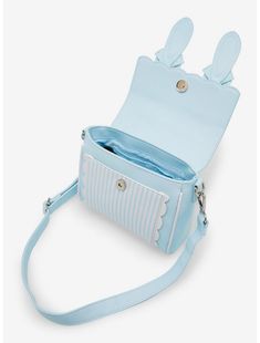 Blue & White Kawaii Stripe Crossbody Bag Kawaii Blue Rectangular Shoulder Bag, Blue Rectangular Kawaii Shoulder Bag, Kawaii Blue Shoulder Bag, Cute Blue Crossbody Shoulder Bag, Blue Crossbody Bag, Bow Applique, White Crossbody Bag, Tall Hoodies, Kawaii Accessories