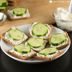 cucumber sandwiches on toasted bread with cottage cheese