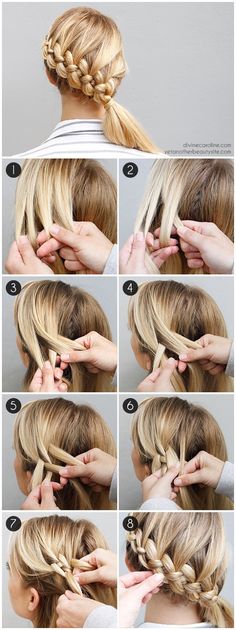 DIY tresse mariage New Braided Hairstyles, Medium Length Blonde, Hair Dos, Hair Designs, Diy Hairstyles, Hair Hacks, Hair Tutorial