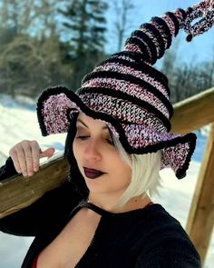 🌟FREE SHIPPING Need a fun accessory to spice up your Halloween costume this year? Thinking about attending a Cosplay event? Then this twisted witch/wizard hat is perfect for you!  Hat is stirched up in 100% acrylic black/white & strawberry mixed color yarn!!.  Stuffed at the top for a sturdy yet flexible hold!  Hat also features a rhinestone black rock pendant on the tiptop. Available in sizes: Child  Teen/Adult If you prefer changing any colors in this item that are not listed, please message me before placing your order. 🌟Hand wash cold - lay flat to dry Patrern credit shout out to Crochetverse Please be sure to view my policies page: https://www.etsy.com/your/shops/TjCrochetCreations/policies See more of my items in my shop: http://www.etsy.com/shop/tjcrochetcreations! Hat Cosplay, Rock Pendant, White Strawberry, Halloween Witch Hat, Witch Costume, Witch Hat, Halloween Witch, Witch, Halloween