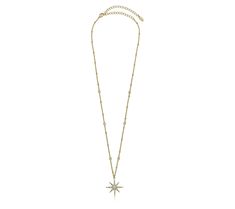 Add a celestial touch to your ensemble with this radiant cubic zirconia star pendant that hangs gracefully from a goldtone bead stationed cable link chain, offering a sparkle that captures the night sky. From Ettika. Starburst Pendant, The Night Sky, Star Pendant, Night Sky, Link Chain, Night Skies, Cubic Zirconia, Gold Tones, Jewelry Necklaces