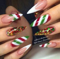 Nail Noel, Nail Art Noel, Long Nail Art, Christmas Nails Easy, Stiletto Nails Designs, Christmas Nail Art Designs, Christmas Nails Acrylic, Super Nails