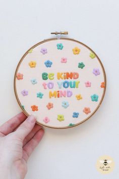 'Be Mind to Your Mind' - PDF embroidery pattern | Life with Bess | Step by step embroidery instructions to stitch this magical embroidery design. Learn new embroidery stitches and techniques | Available to download now at www.lifewithbess.com Embroidery Using Fabric Scraps, Cute Embroidery Designs Free Pattern, Hand Embroidery Inspiration, Step By Step Embroidery, Magical Embroidery, Embroidery Words, Quirky Embroidery, Word Embroidery, Embroidery Creative