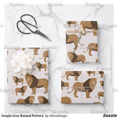 the wrapping paper is designed to look like lions