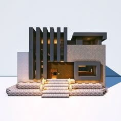 an architectural model of a house with stairs leading up to it