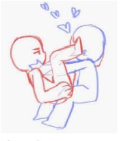 a drawing of two people hugging each other with hearts coming out of the back ground