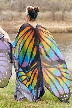 Rainbow Butterfly Festival Cape Festival Cape, Butterfly Festival, Mystical Necklace, Sea Turtle Necklace, Crochet Bralette, Mini Moon, Crochet Elephant, Rainbow Butterfly