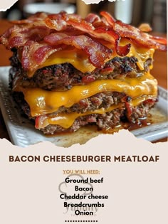 the bacon cheeseburger meatloaf has been served on toasted bread