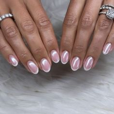 Hey nail enthusiasts! If you’ve been scrolling through Instagram or catching up on the latest red carpet events, you’ve probably noticed a major trend taking over the nail world - chrome nails. In this post, I'm sharing all of the best chrome nail inspirational looks for you to recreate on your own nails. Short Oval Nails Acrylic Chrome, Chrome French Tip Short Nails, French Tip Chrome Nails Short, Pink And White Ombre Nails With Chrome, Short Nails Chrome French, French Chrome Christmas Nails, Chrome French Tips Almond, Short French Tip Acrylic Nails Chrome, Short French Nails Chrome