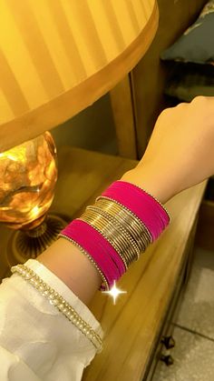 Churi Set Design, Traditional Bangles Gold, Chudiyan Bangles, Diwali Accessories, Desi Bangles, Aesthetic Bangles, Bangles Set Indian, Bangles Aesthetic, Thread Bangles Design