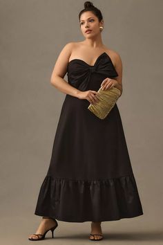 Hutch Bow-Tie Maxi Dress | Anthropologie Black Tie Optional Wedding Guest Dress, Black Tie Optional Wedding, Winter Wedding Guest Dresses, Plus Size Wedding Guest Dress, Cocktail Wedding Attire, Black Wedding Guest Dresses, Black Tie Wedding Guest Dress, Romantic Maxi Dress, Summer Slip Dress