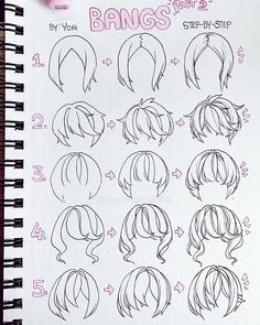 a drawing book with different hair styles and how to draw them in it's pages