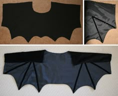 the bat costume is cut out and ready to be sewn