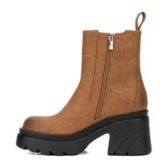 Take firm steps this cold weather season in the Tessa Chelsea boots. Featuring a classic elastic gore for comfort, side zip fastening and a lugged sole.Closure Type: Side ZipperShaft Circumference: 10 1/2 InchesBoot Shaft Height: 7 1/4 InchesShoe Heel Height: 3 1/4 InchesUpper/Outer Base Material: 85% Polyurethene, 15% TextileShoe Lining Material: FabricSole Material Content: 100% Thermoplastic-RubberCalf Width: RegularToe Type: Round Toe, Closed Toe, Plain ToeHeel Style: Block HeelCountry of O… Chelsea Boots Brown, Heel Chelsea Boots, Heeled Chelsea Boots, Brown Chelsea Boots, Boots Chelsea, Weather Seasons, Boots Brown, Cold Weather, Side Zip