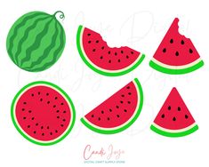 watermelon slices and pieces cut out on a white background with the text sug - png - fox - epss free commercial use for small business