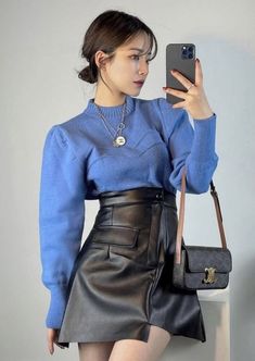 Blue Black Outfit, Unique Women, Women Outfit, Ulzzang Fashion, Pinterest Outfits, Looks Chic, Kpop Fashion Outfits, 가을 패션, Basic Outfits