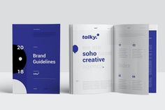 an open brochure is shown with the title'talk we are soh creative '