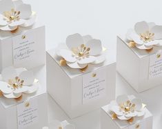 White Favor Boxes With Flower Decor for Wedding, Bridal Party, Baptism, Birthday and Anniversary - Etsy UK