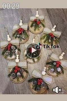 the video shows how to make pine cones and ornaments for christmas or new year's eve