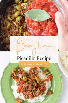 the recipe for broccoli and meat is shown in this collage with text overlay