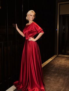 Long Puffy Sleeves, Silk Evening Dress, Red Evening Dress, Dresses Xxl, Puffy Sleeves, Red Silk, Red Satin, Dresses Xs, Red Formal Dress