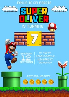 the super mario birthday party is going on in this video game style photobooting