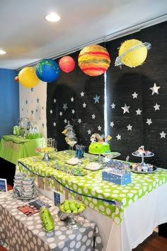 Astronaut Themed Birthday Party from outer space. Stars, planets, neon and fun! Miles From Tomorrowland, Planet Birthday