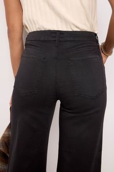 Round out your denim collection with the must-have Meg jean by Kut From The Kloth. This wide leg silhouette features ankle-length raw hems and a versatile black wash that will take you from day to night. | KUT FROM THE KLOTH Women's Meg Wide Leg Jeans, Black Short Waist, Ankle Length, Size 16, Size 2, Short Pants, Wide Leg Jeans, Size 12, Size 10, Must Haves