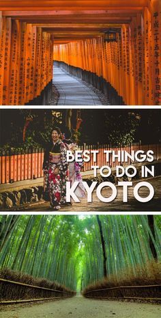 two pictures with the words best things to do in kyyoo, japan on them