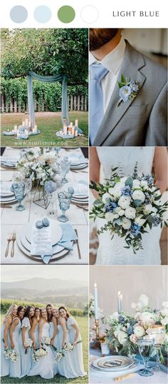 the wedding color scheme is blue and white