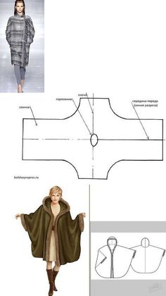 Poncho Pattern, Blouse Pattern Sewing, Bodo, Coat Patterns, Fashion Sewing Pattern, Jacket Pattern, Dress Sewing Patterns, Sewing Techniques, Sewing Clothes