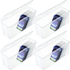 six clear storage containers with lids for cell phones and tablets, set of 4 by styrofoam