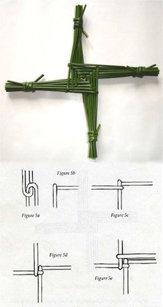 the cross is made out of bamboo and has four different types of wires attached to it