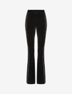 The luxe velvet flare leggings you'll love at first wear. Incredible stretch and recovery with our signature internal smoothing waistband that doesn't dig or bind. Dress them up, feel so comfortable. And look so fine. Product Details    Velvet leg (90% polyester, 10% elastane), waistband (72% nylon, 28% elastane) Inseam: S-32 1/2", M-33 1/2", L-33 1/2"   Fit-tested by real women  Signature smoothing internal waistband  Fabric durability  Machine washable     Item SLG80 Flair Leggings Velvet, Fitted Full-length Velvet Bottoms, Luxury Black Velvet Bottoms, Velevet Flare Pants, Luxury Black Compressive Leggings, Office Pants, Flare Legging, Velvet Flares, Flared Leggings