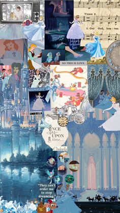 the collage has many images of disney characters